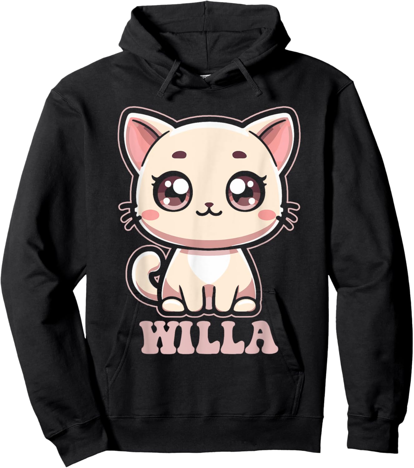 Willa Cute Kitty Cat Design for Girls Name Willa Hoodie - Hoodie | Black