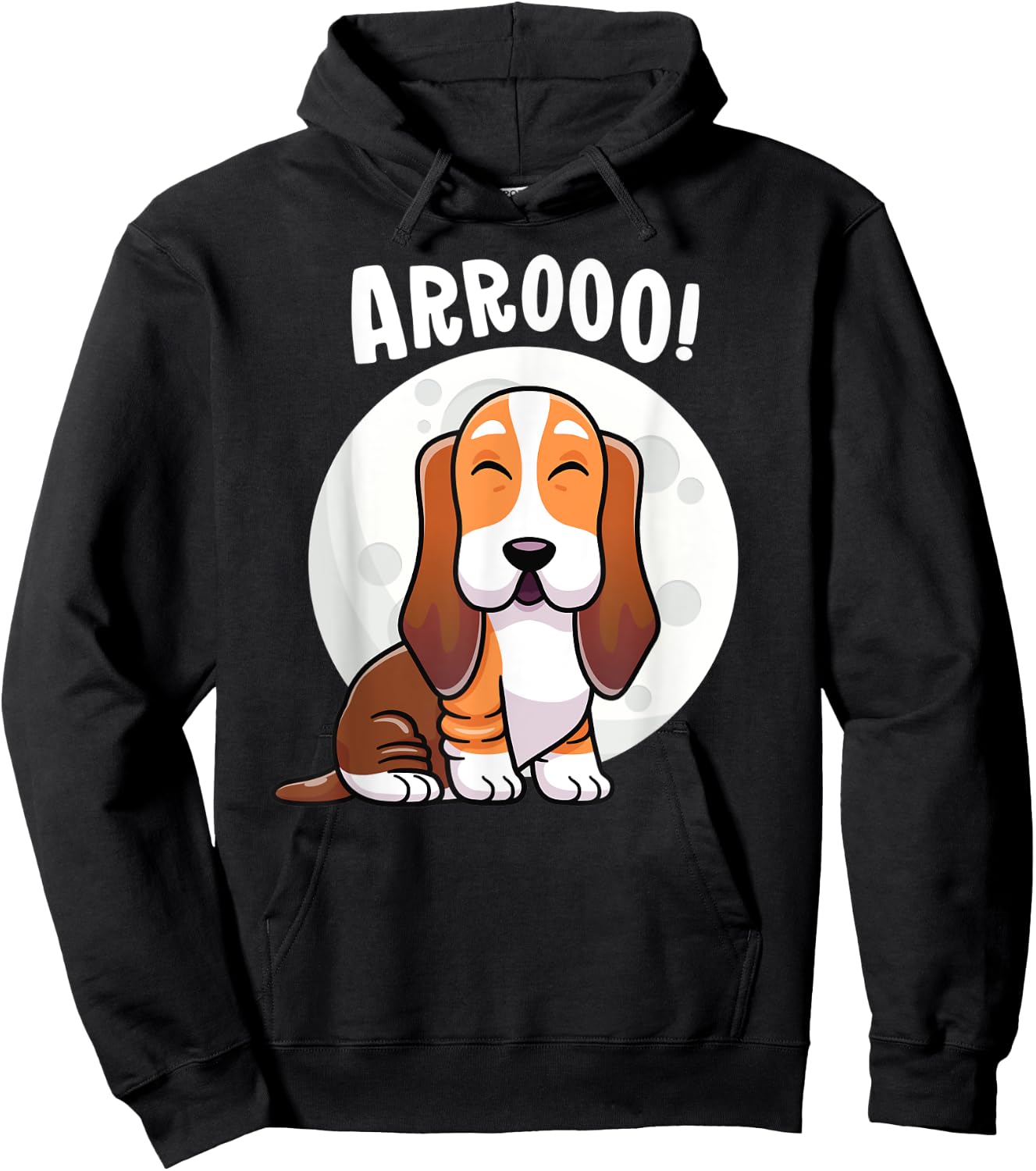 Howling Basset Hound Howl Moon Kawaii Dog Women Kids Hoodie - Hoodie | Black