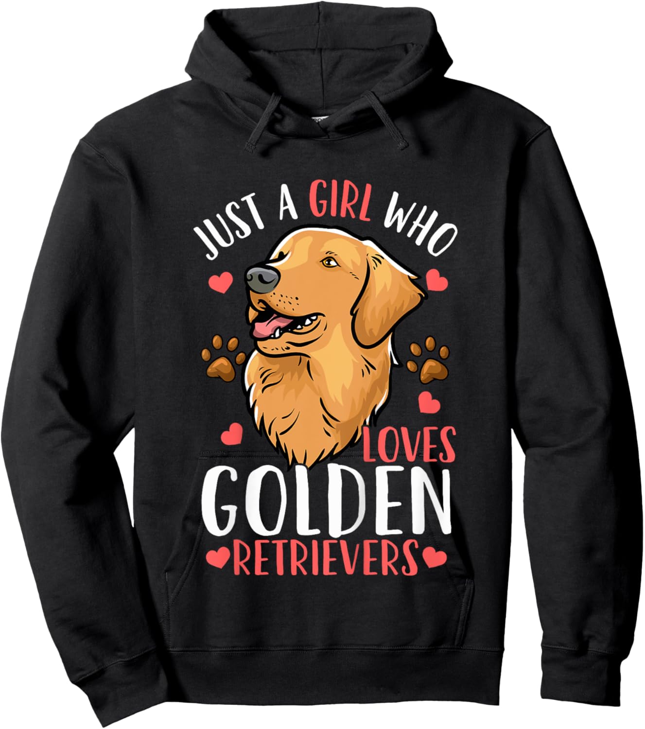 Kids Golden Retriever Just A Girl Who Loves Golden Retrievers Hoodie - Hoodie | Black