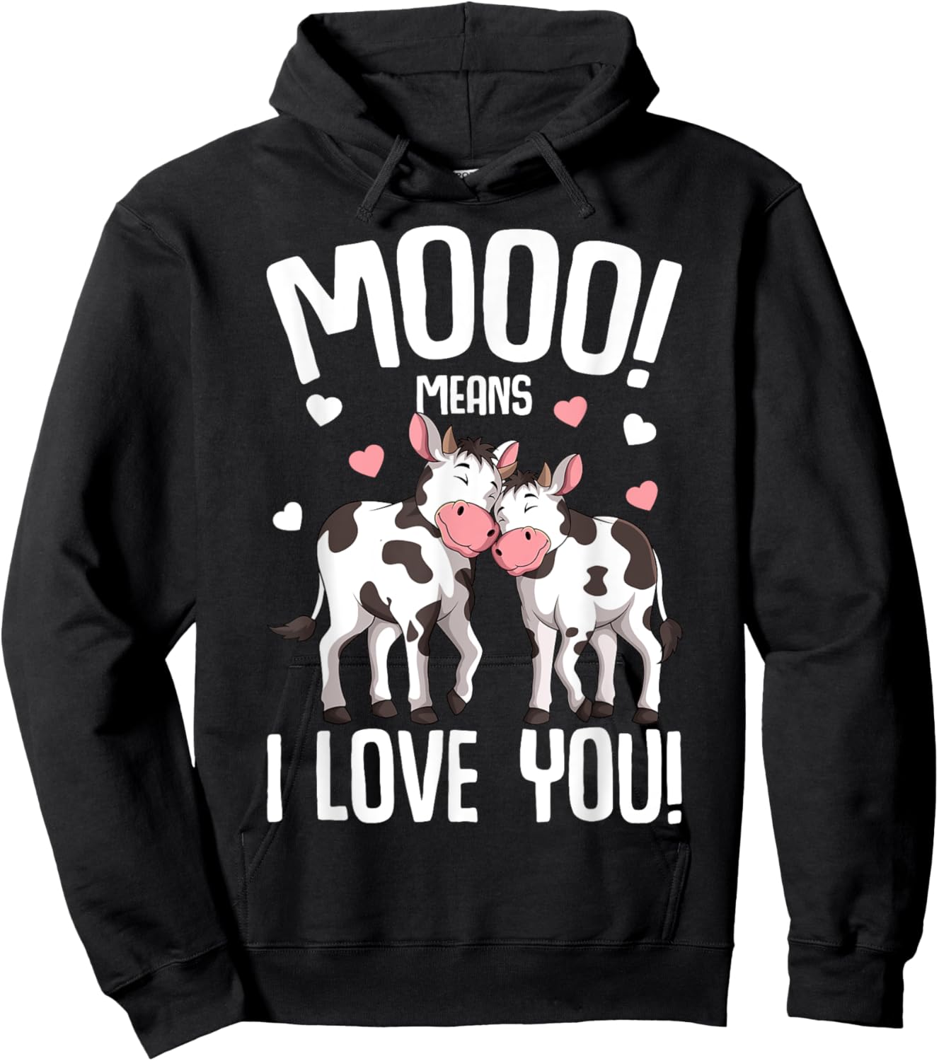 Cow Moo Women Kids Girls Hoodie - Hoodie | Black