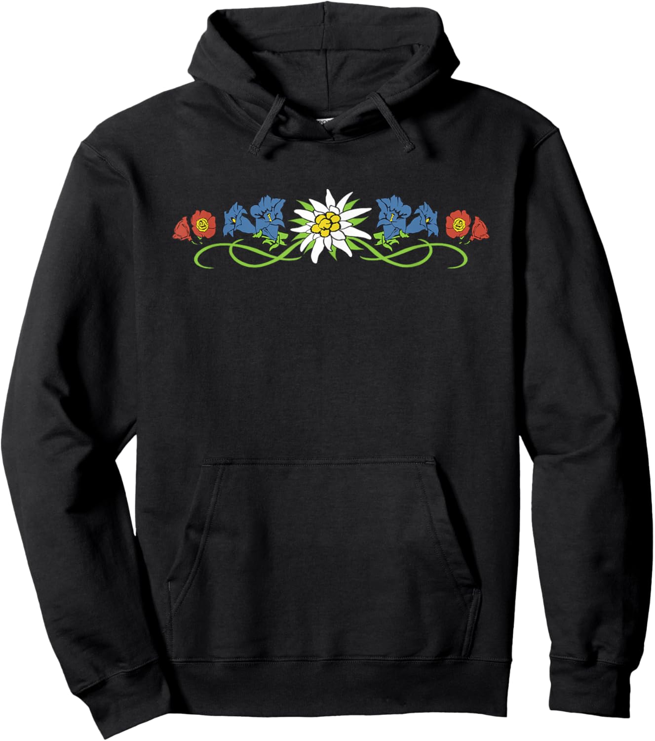 The Most Beautiful Alpine Flowers - Edelweiss Gentian Alpine Rose Hoodie - Hoodie | Black