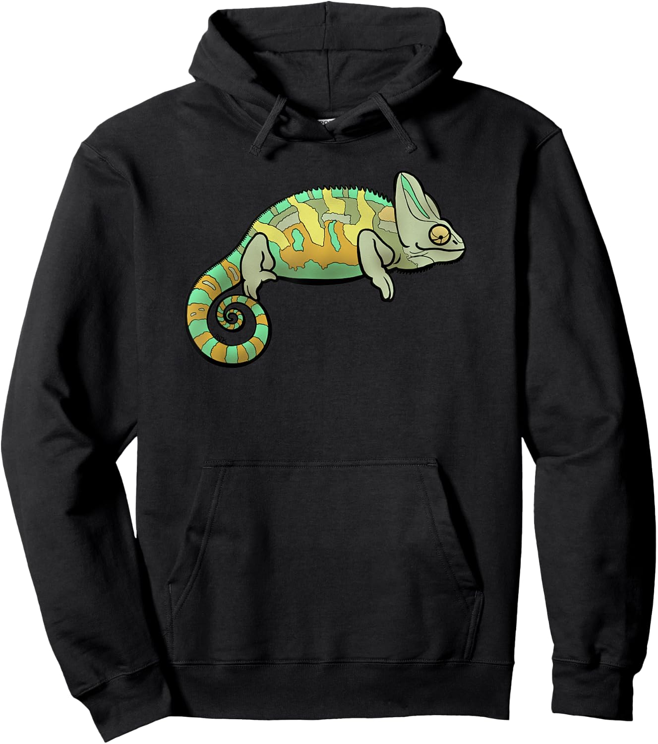 Veiled Chameleon Reptile Colorful Lizard Conehead Chameleon Hoodie - Hoodie | Black