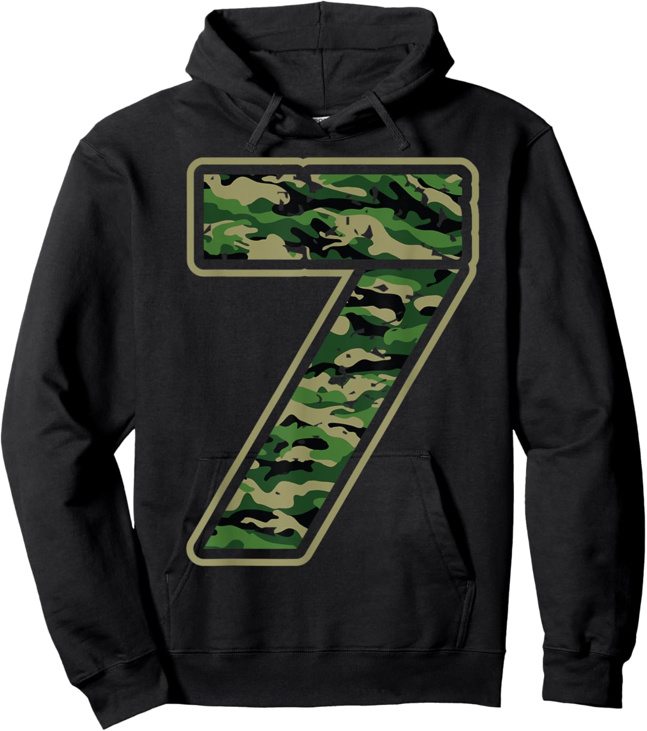 Cute Camouflage 7th Birthday Gift | 7 Years Old Boy Girl Kid Hoodie - Hoodie | Black