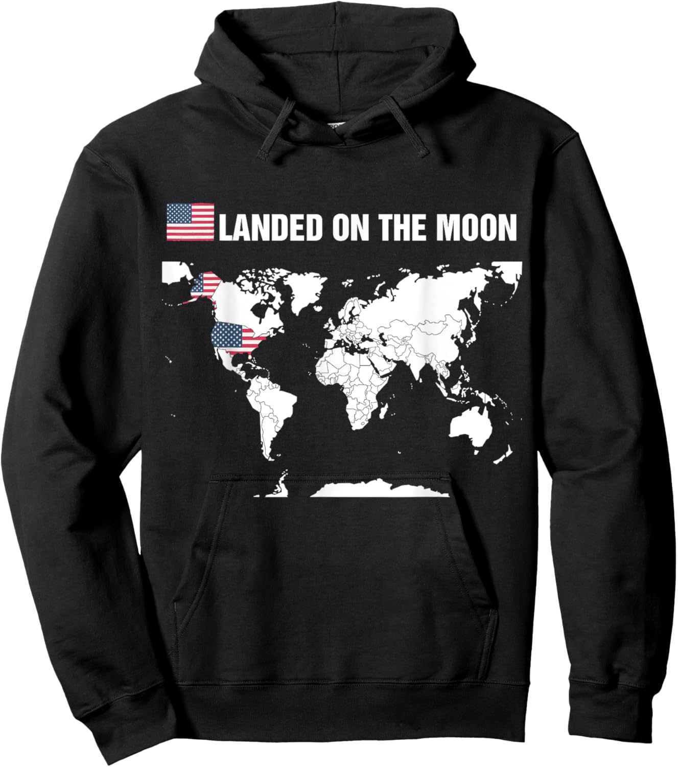 Landed On The Moon America Map 52th Anniversary Hoodie - Hoodie | Black