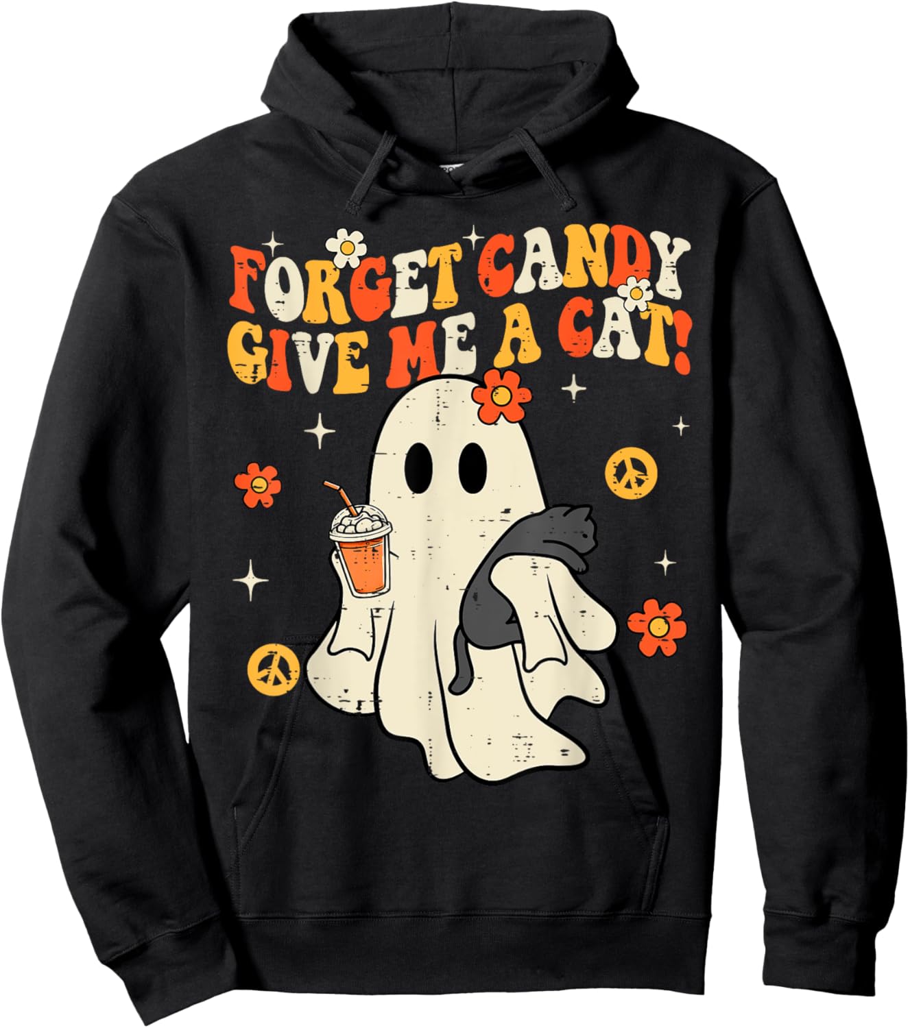 Halloween Black Cat Forget Candy Give Me Cat Kids Men Women Hoodie - Hoodie | Black