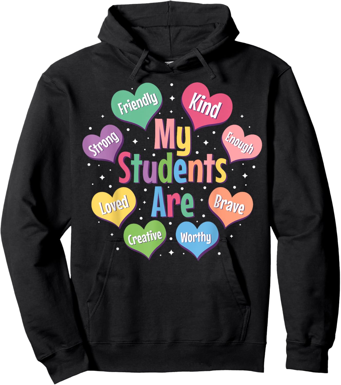 Teacher Positive Affirmations Candy Heart Valentine's Day Hoodie - Hoodie | Black