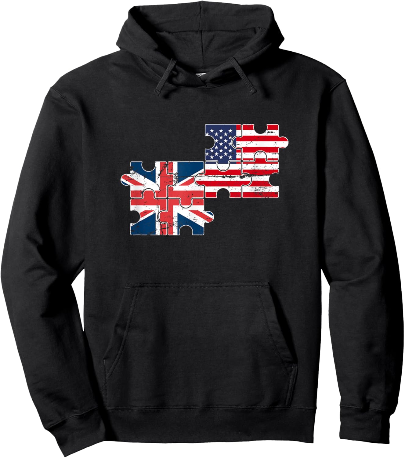 USA UK Vintage Flag British American Hoodie - Hoodie | Black