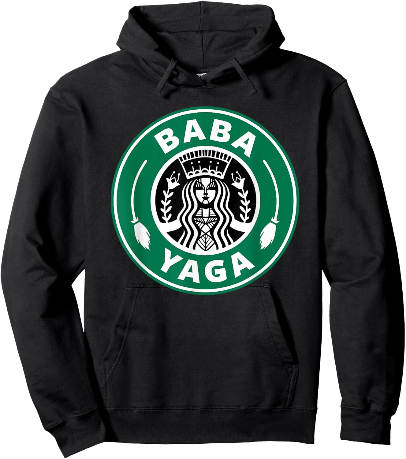 BABA YAGA Coffee Brewing Slavic Witch Halloween Powers Logo Hoodie - Hoodie | Black