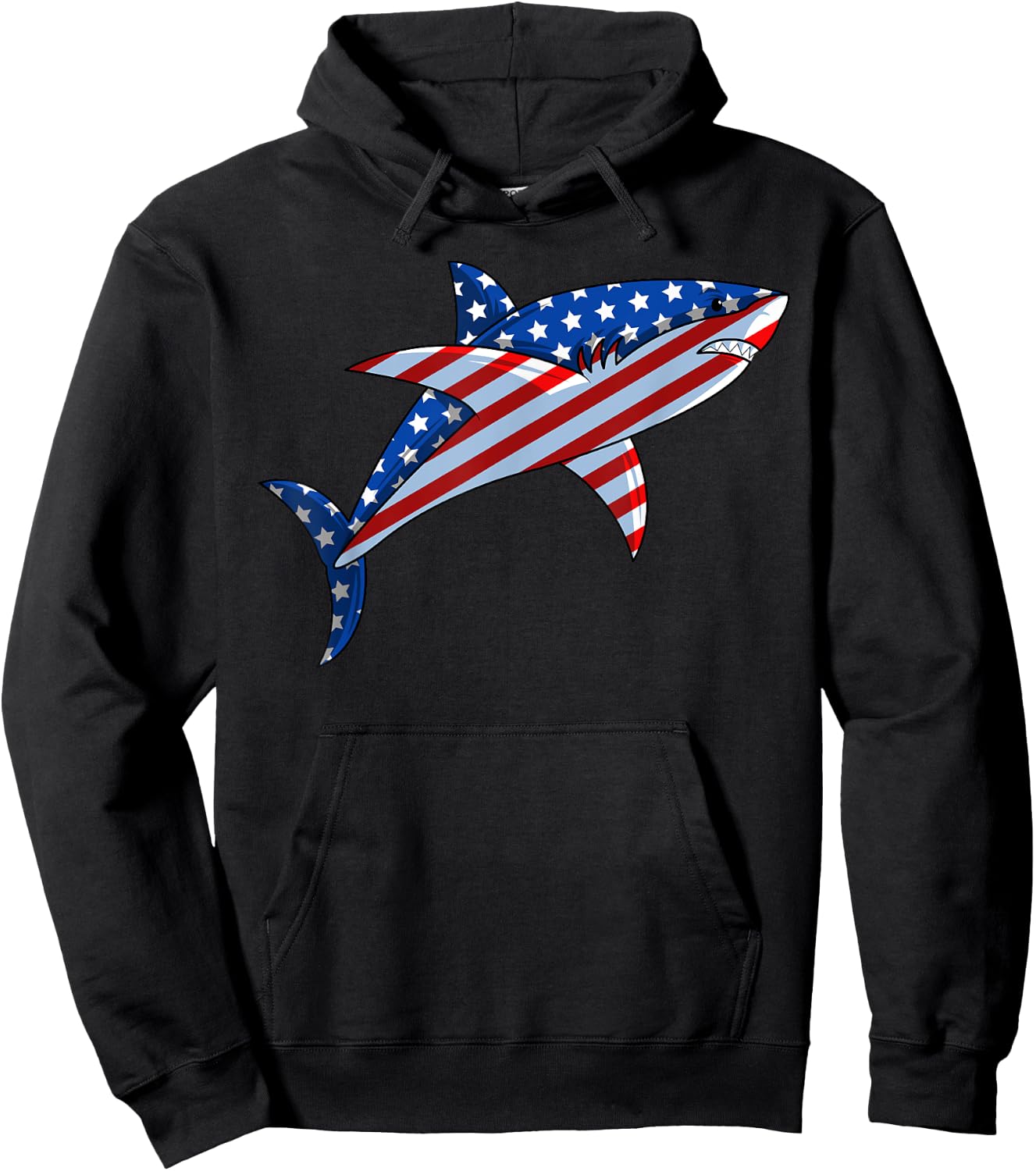 Shark American Flag | Jawsome 4th Of July Kids Boys Hoodie - Hoodie | Black