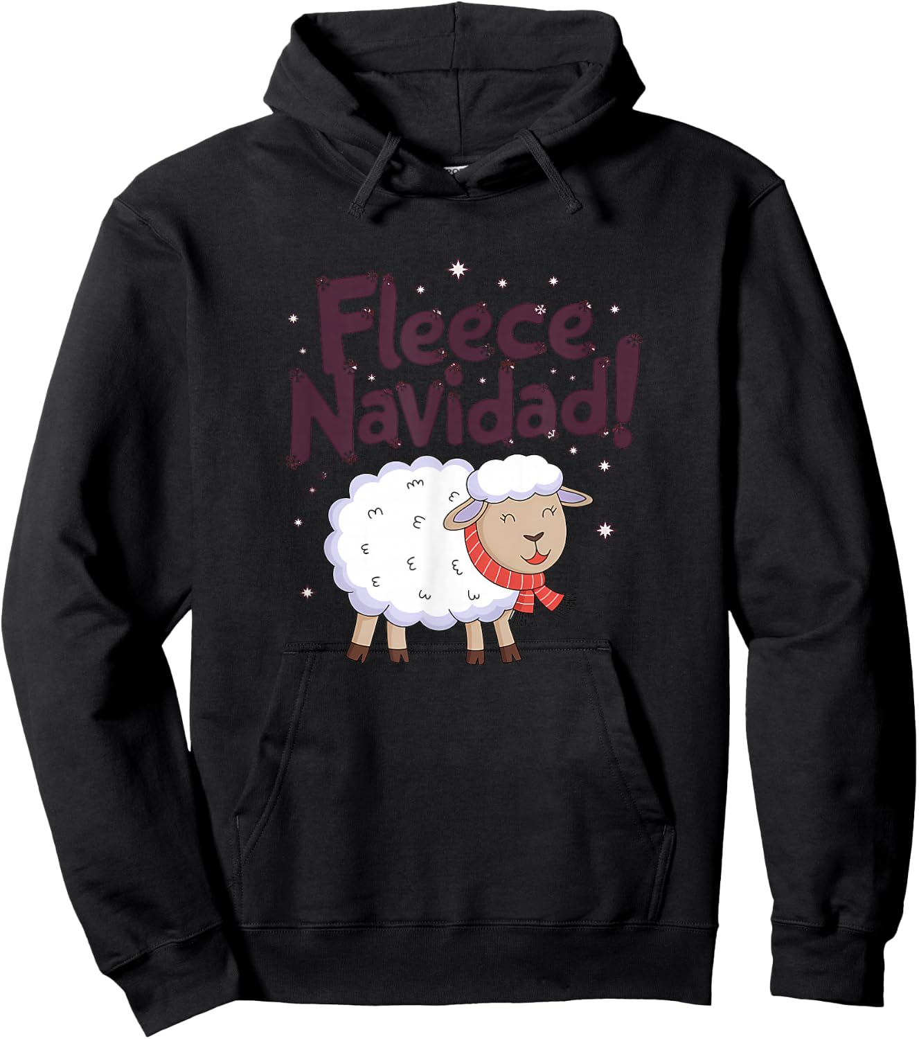 Fleece Navidad Funny Christmas Sheep Festive Hoodie - Hoodie | Black