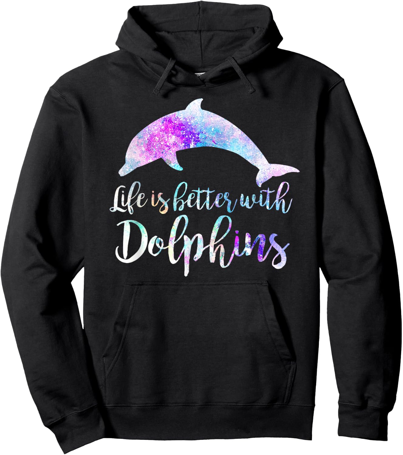 Life is Better With Dolphins Vintage Dolphin Lover Graphic Men Women Kids Hoodie - Hoodie | Black