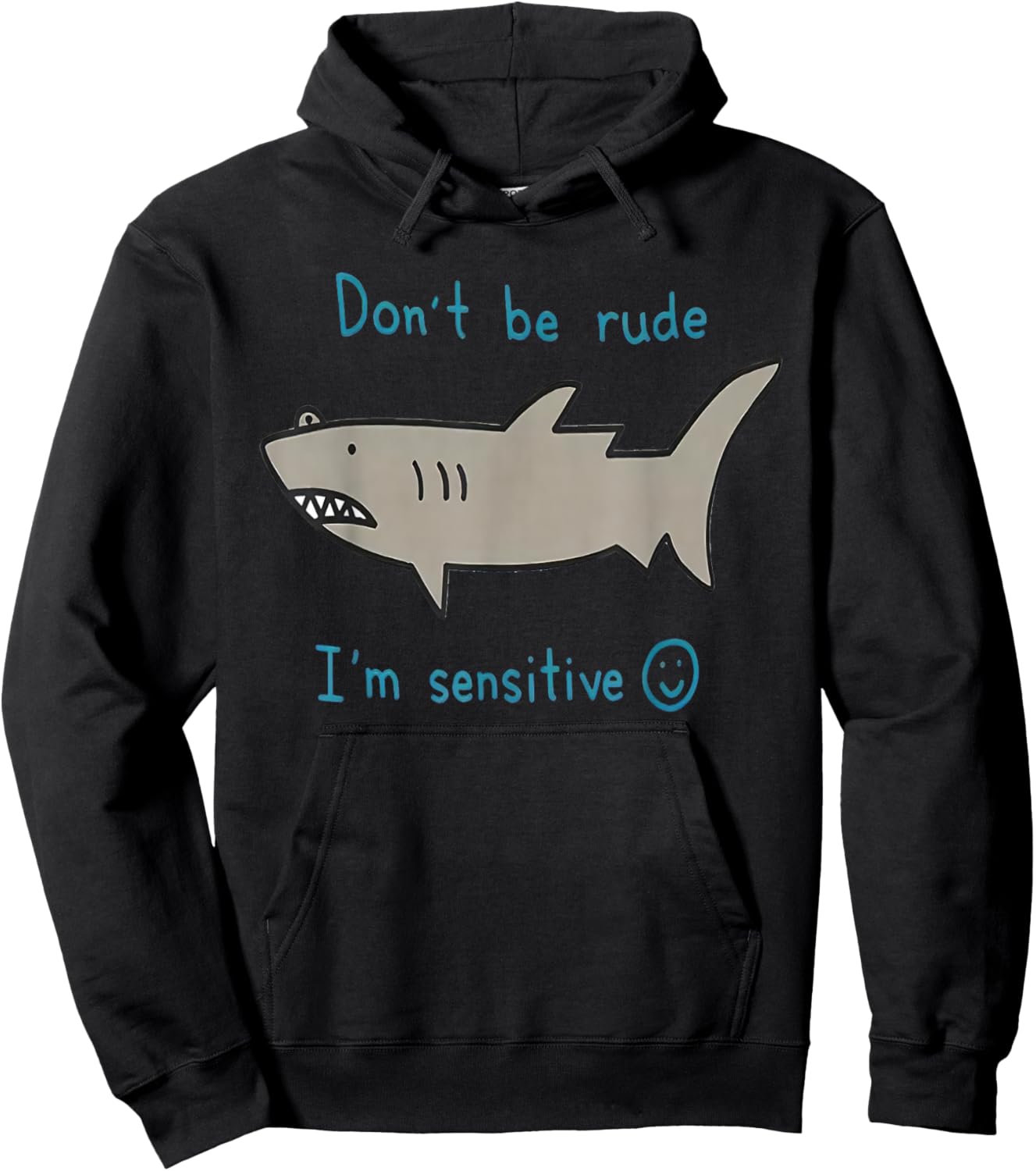 Shark don't be rude I'm sensitive art Retro Shark Lover Hoodie - Hoodie | Black