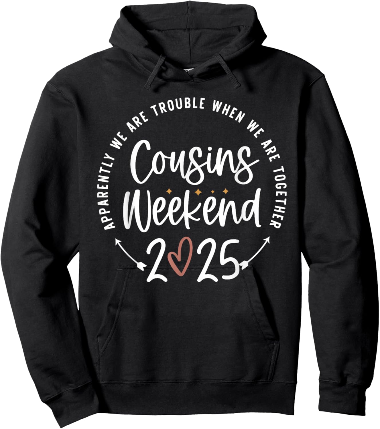 Family Vacation Matching Shirts Cousins Weekend 2025 Trouble Together Cousin Crew Black Short Sleeve Hoodie - Hoodie | Black