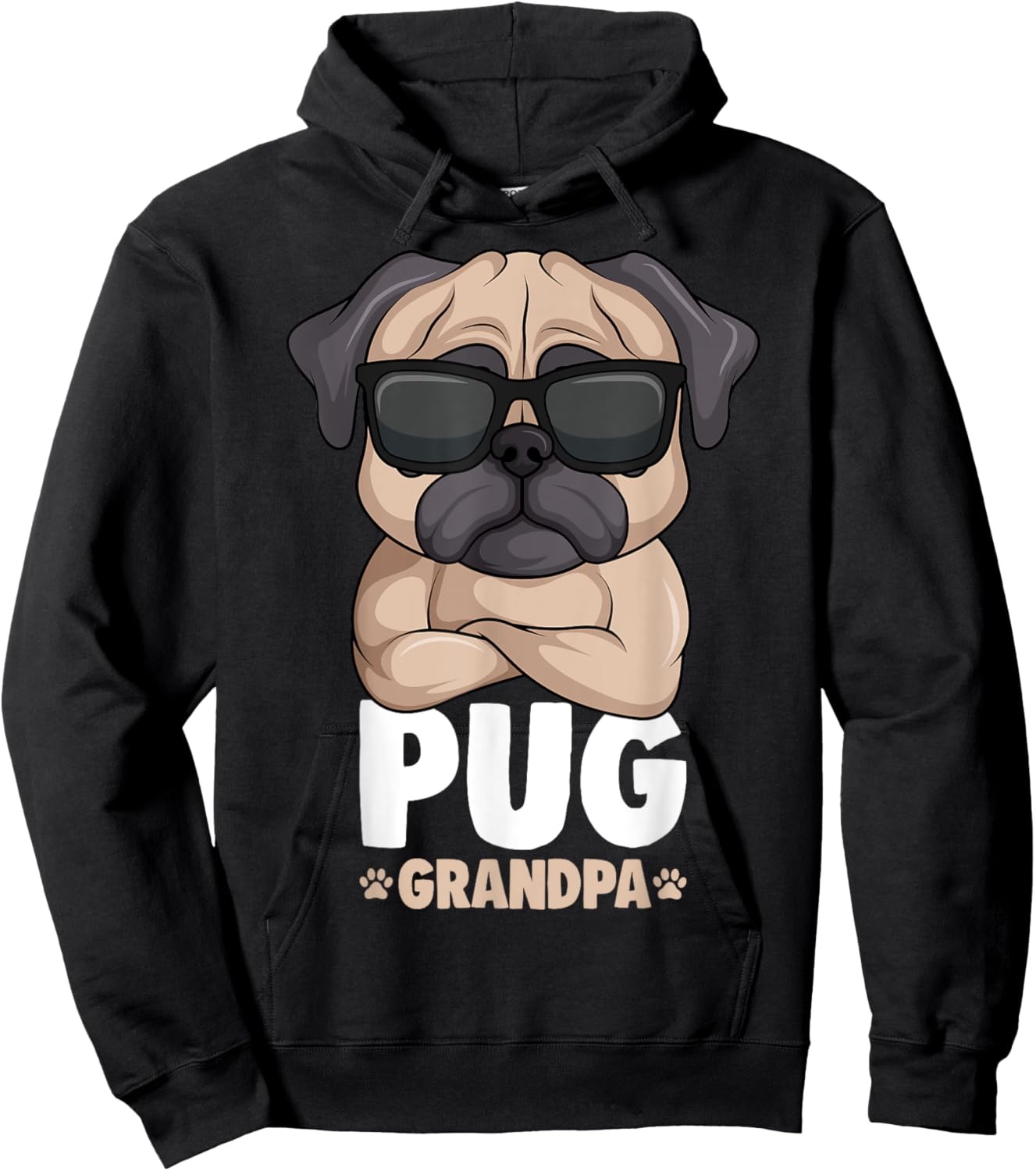 Pug Grandpa Dog Hoodie - Hoodie | Black