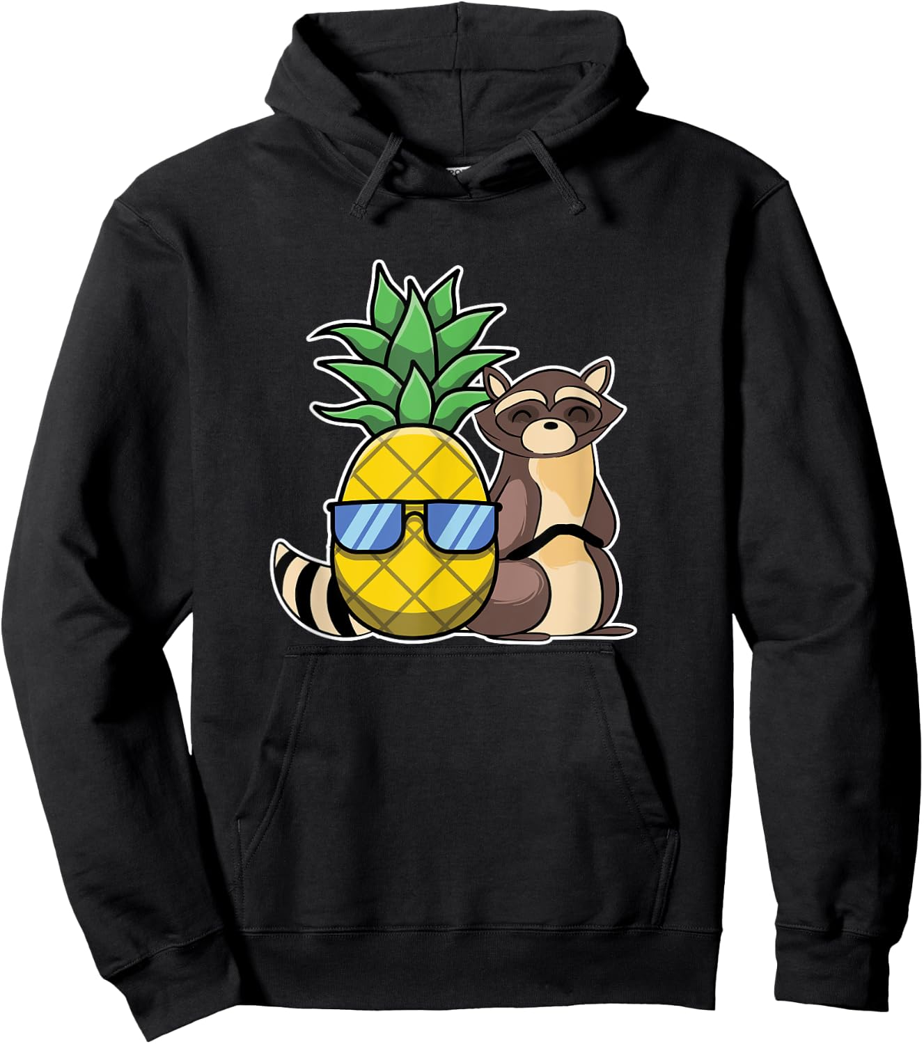 Pineapple Aloha Beaches Hawaii Raccoon Gift - Racoon Women Kids Hoodie - Hoodie | Black