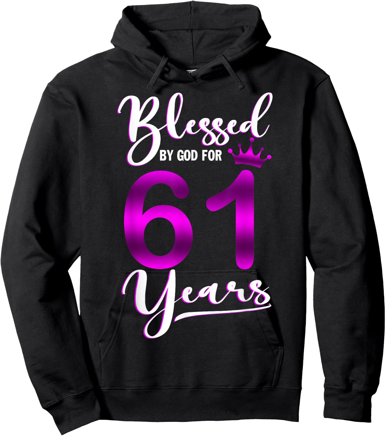 Vintage Blessed by God For 61 Years Old Happy 61st Birthday Hoodie - Hoodie | Black