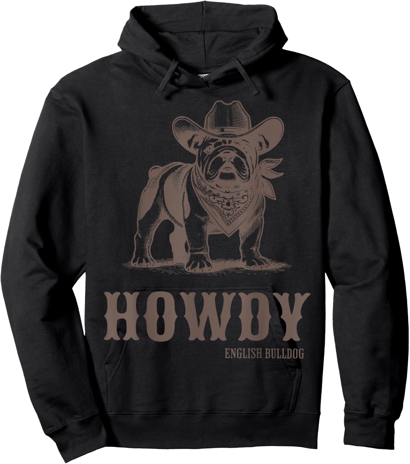 Vintage Howdy English Bulldog Western Country Cowboy Cowgirl Hoodie - Hoodie | Black