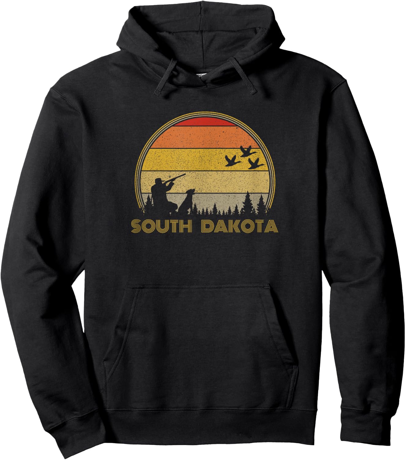 South Dakota Pheasant Hunter Bird Hunting Sunset Retro Hoodie - Hoodie | Black