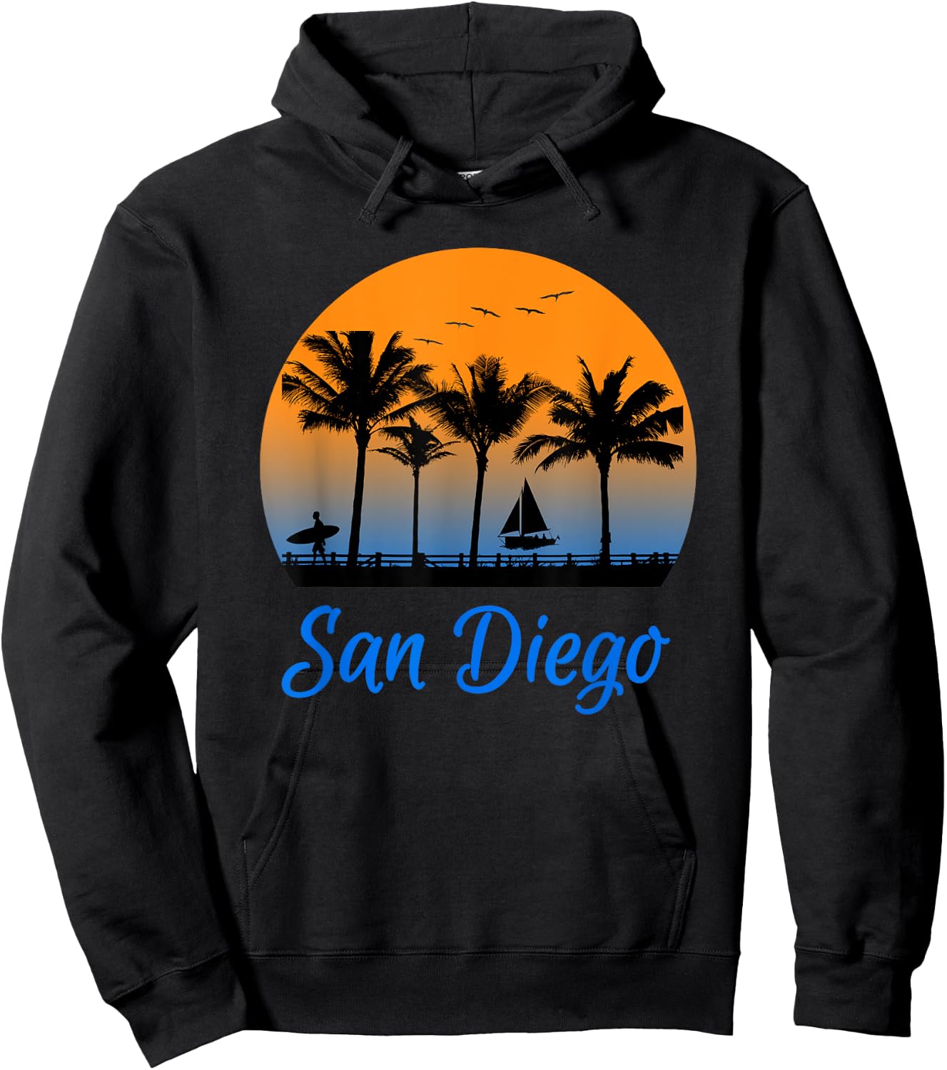 San Diego California Travel Surfing Hoodie - Hoodie | Black