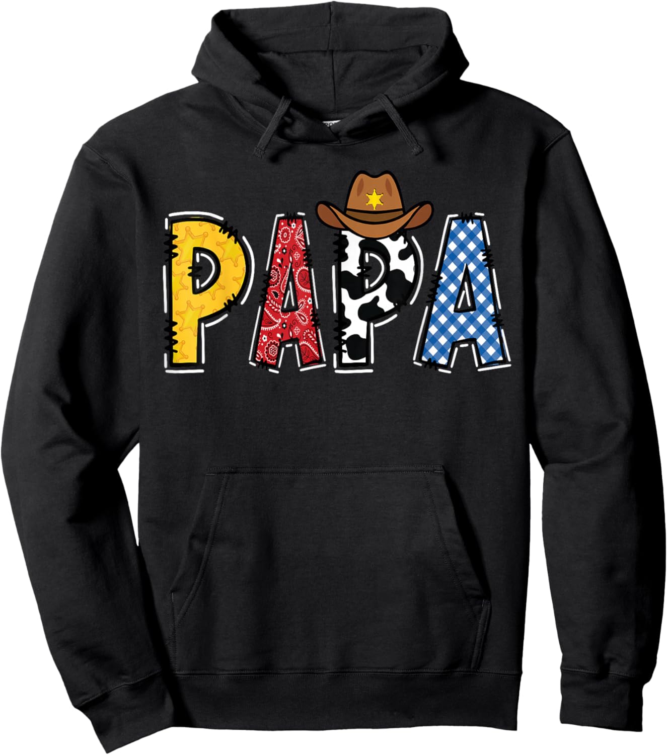 Cowboy Papa Western Rodeo Theme Kids Birthday Party Hoodie - Hoodie | Black