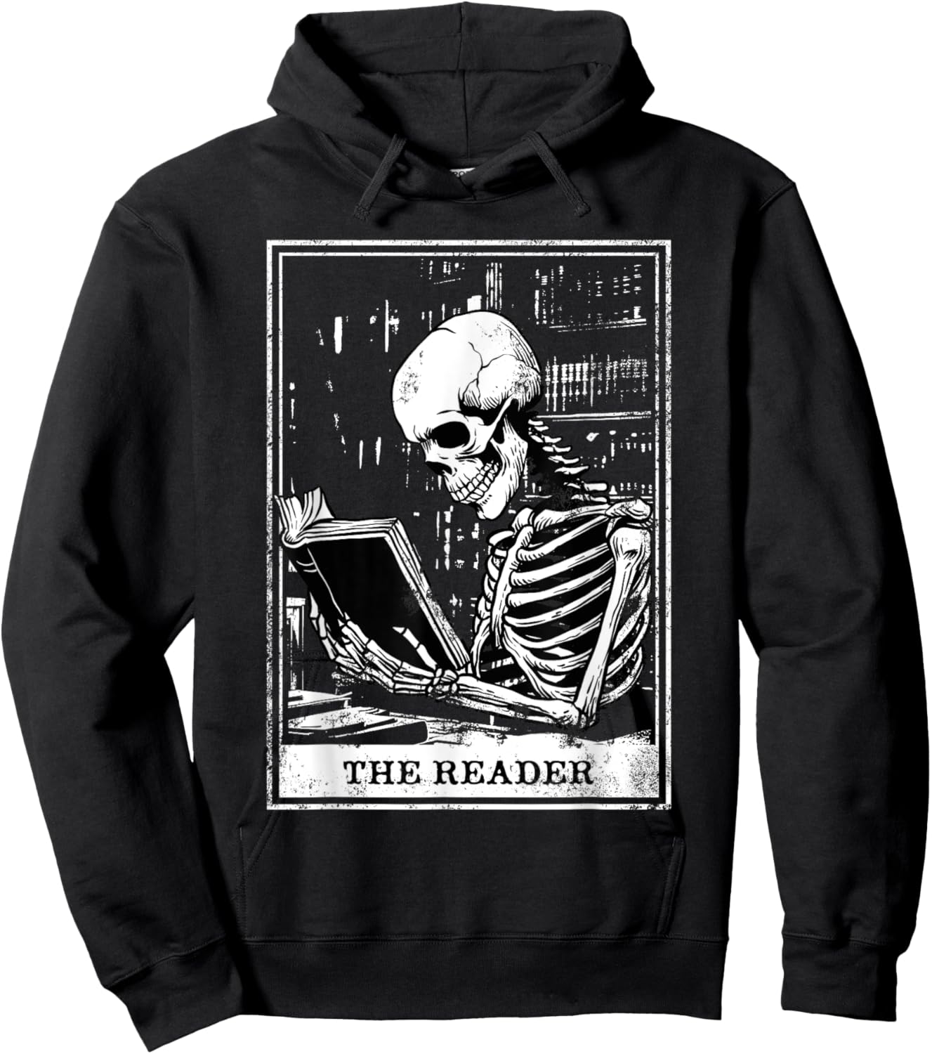 Tarot Card Shirt The Reader Tarot Skeleton Reading Book Hoodie - Hoodie | Black