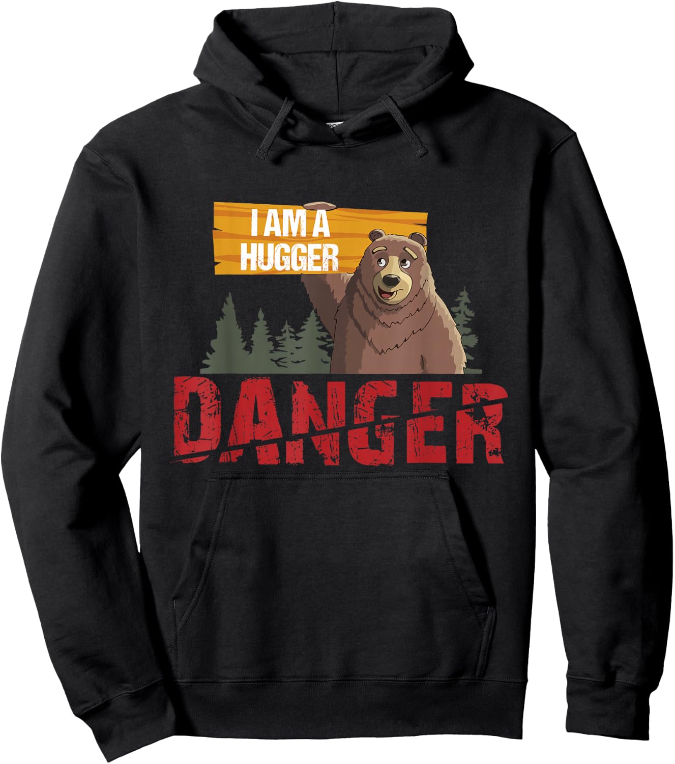 Cute Bear Gifts - Danger I Am a Hugger - Bears Hug Gift Hoodie - Hoodie | Black