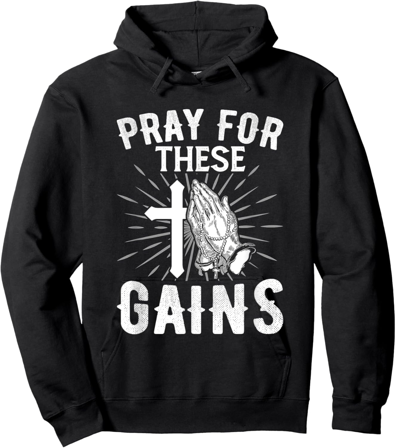Pray for These Gain Bodybuilder Powerlifting Funny Gym Hoodie - Hoodie | Black