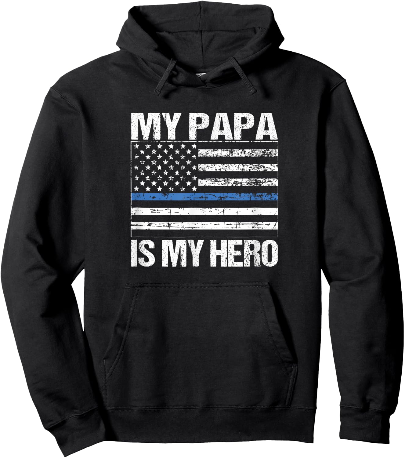 My Papa Hero Police Officer Grandson Granddaughter Hoodie - Hoodie | Black
