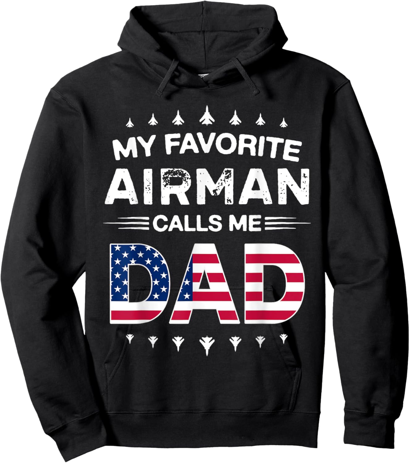 My Favorite Airman Calls Me Dad Retro Father's Day Hoodie - Hoodie | Black