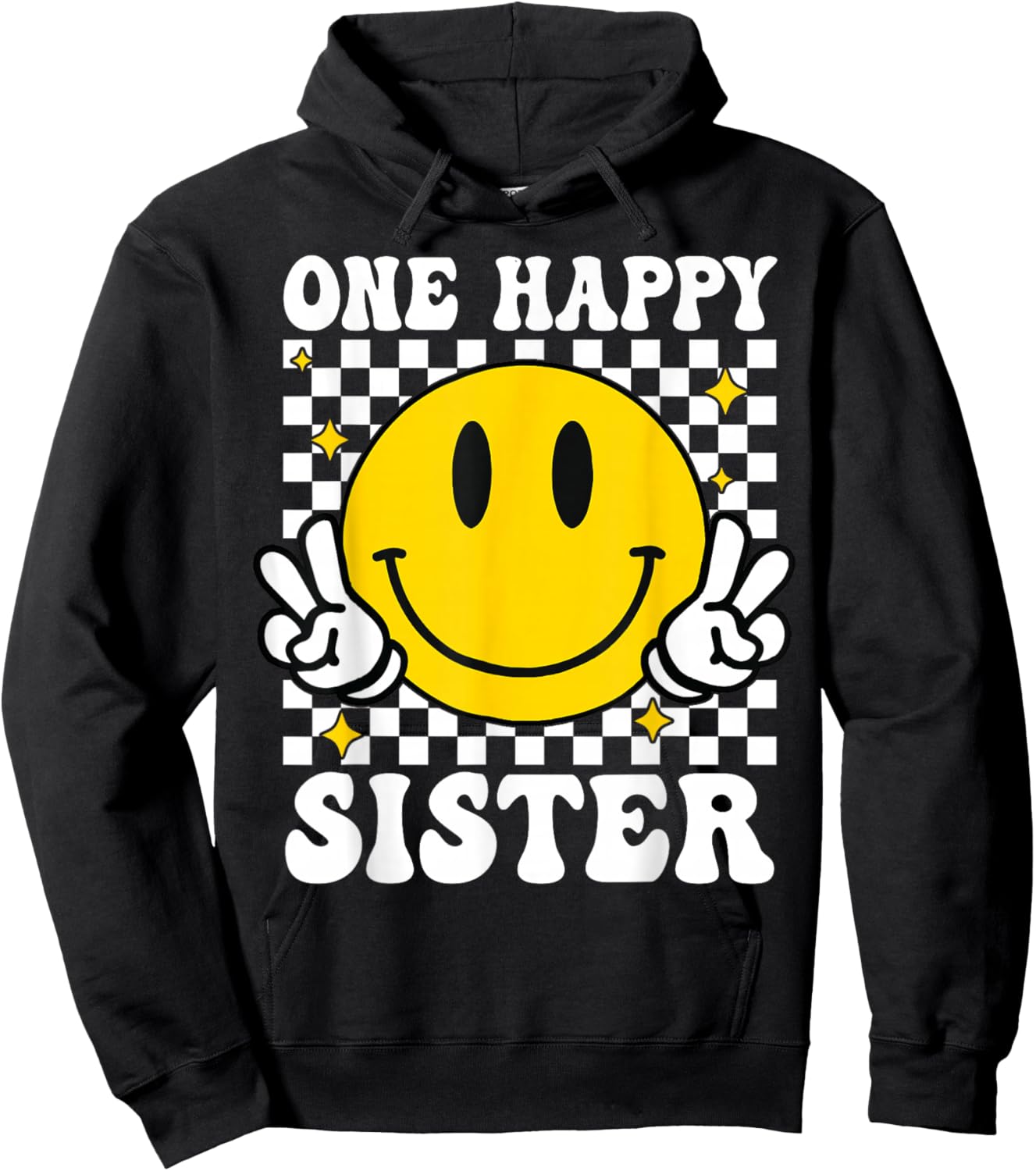 One Happy Dude Sister happy face 1st Birthday Family Hoodie - Hoodie | Black