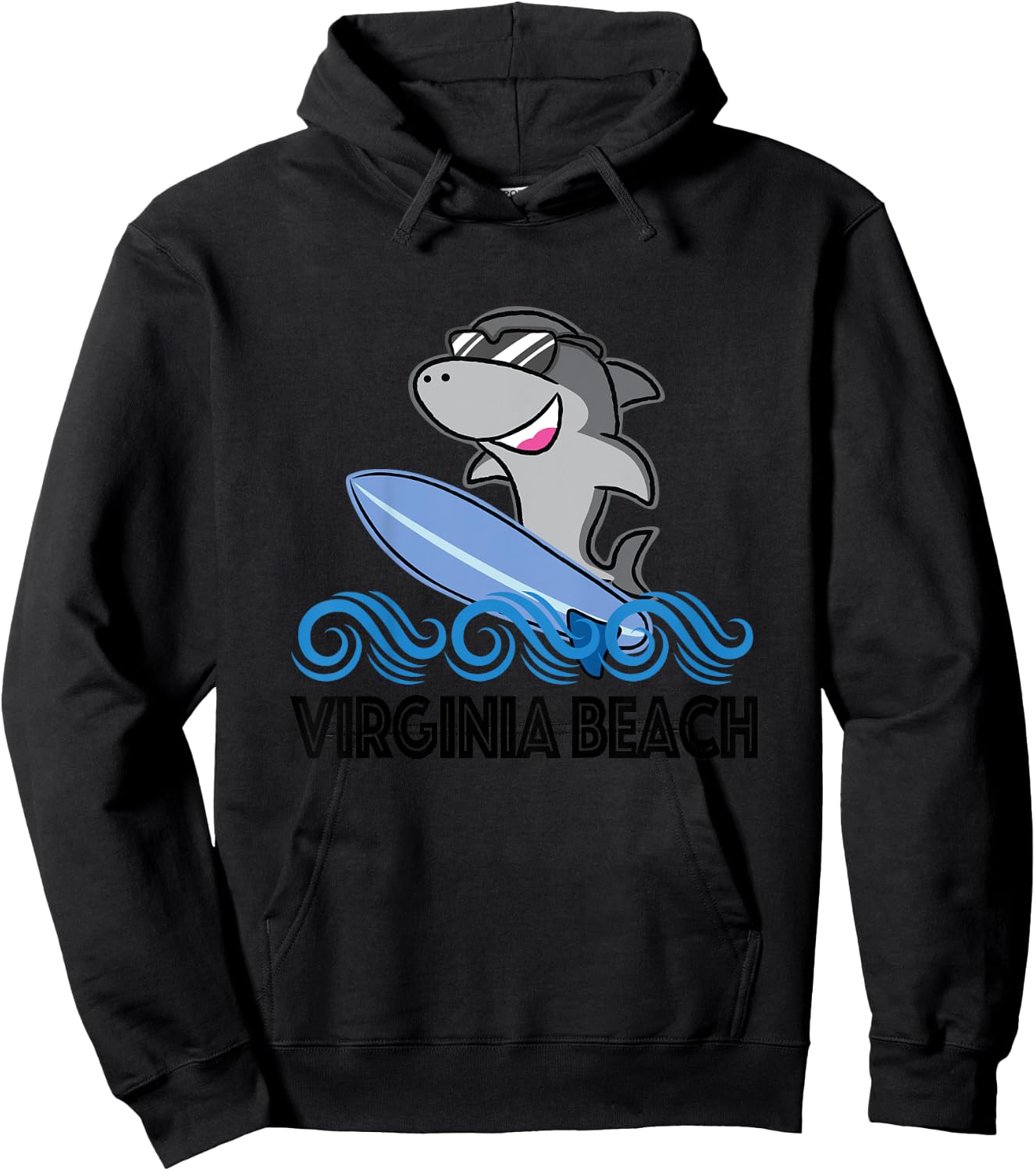 Virginia Beach VA Funny Shark Girls Kids Hoodie - Hoodie | Black
