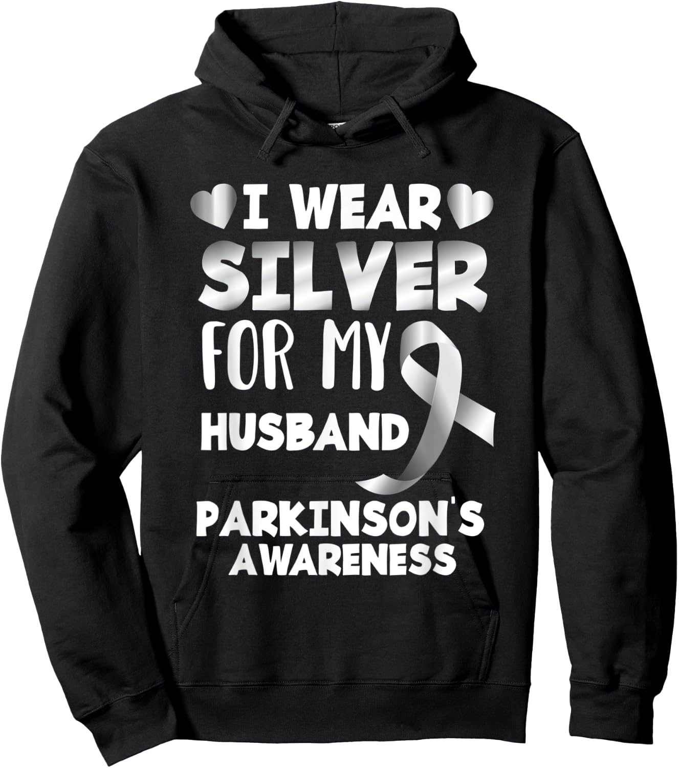 I Wear Silver For My Husband Support Parkinson's Awareness Hoodie - Hoodie | Black