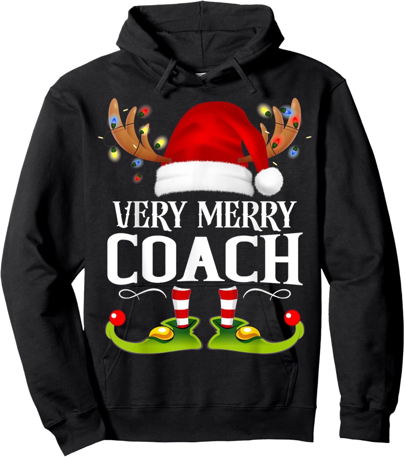 Very Merry X-Mas Coach Matching Christmas Hoodie - Hoodie | Black