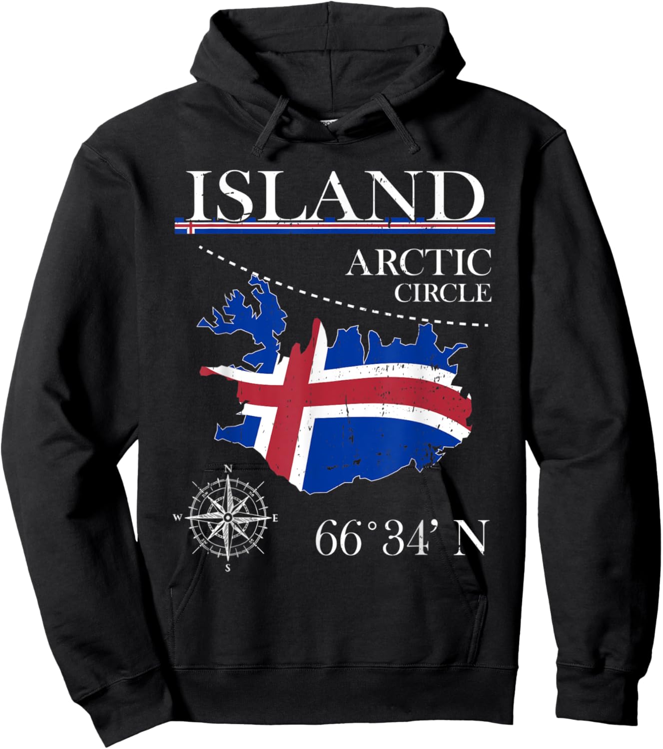 Island - Arctic Circle - Polar North Iceland Icelandic Flag Hoodie - Hoodie | Black