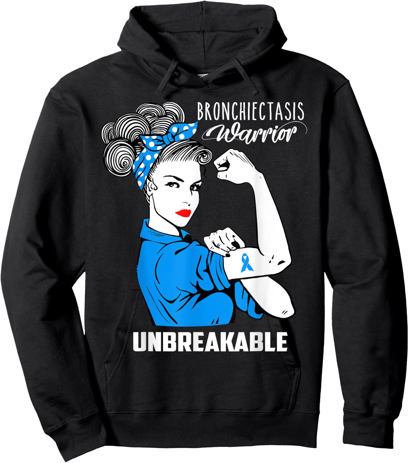 Bronchiectasis Warrior Unbreakable Shirt Awareness Gift Hoodie - Hoodie | Black