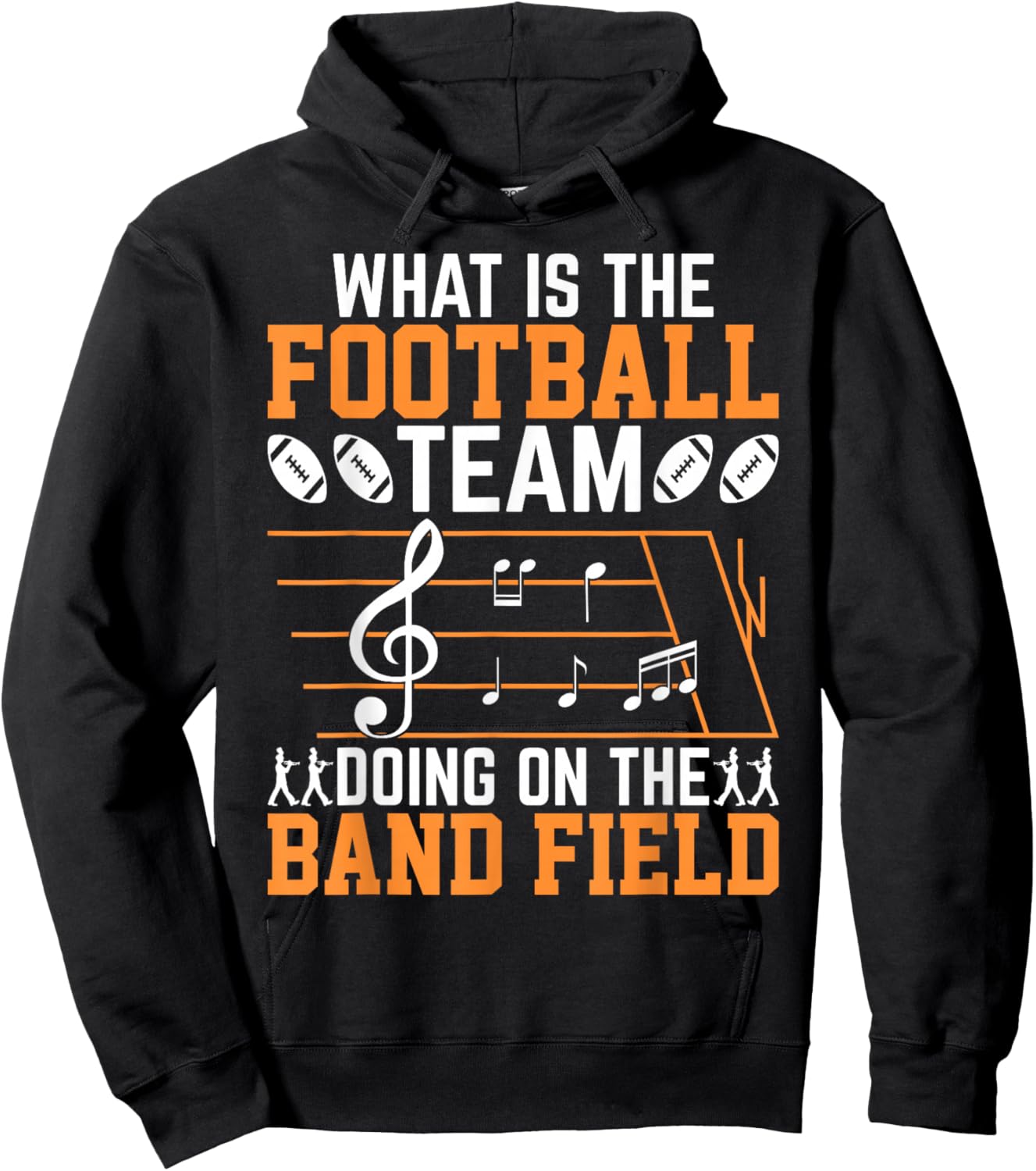 Marching Band Musician Musical Performance Gifts -Adults and Kids Black Small Football Team Doing On Band Field Modern Casual Hoodie - Hoodie | Black