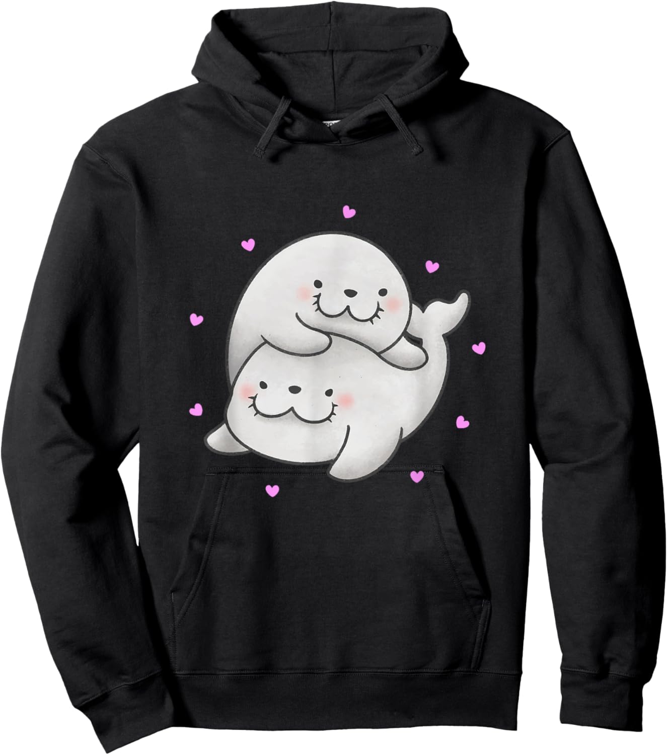 Cute Baby Harp Seal couple Sea Animals lover Gift Hoodie - Hoodie | Black