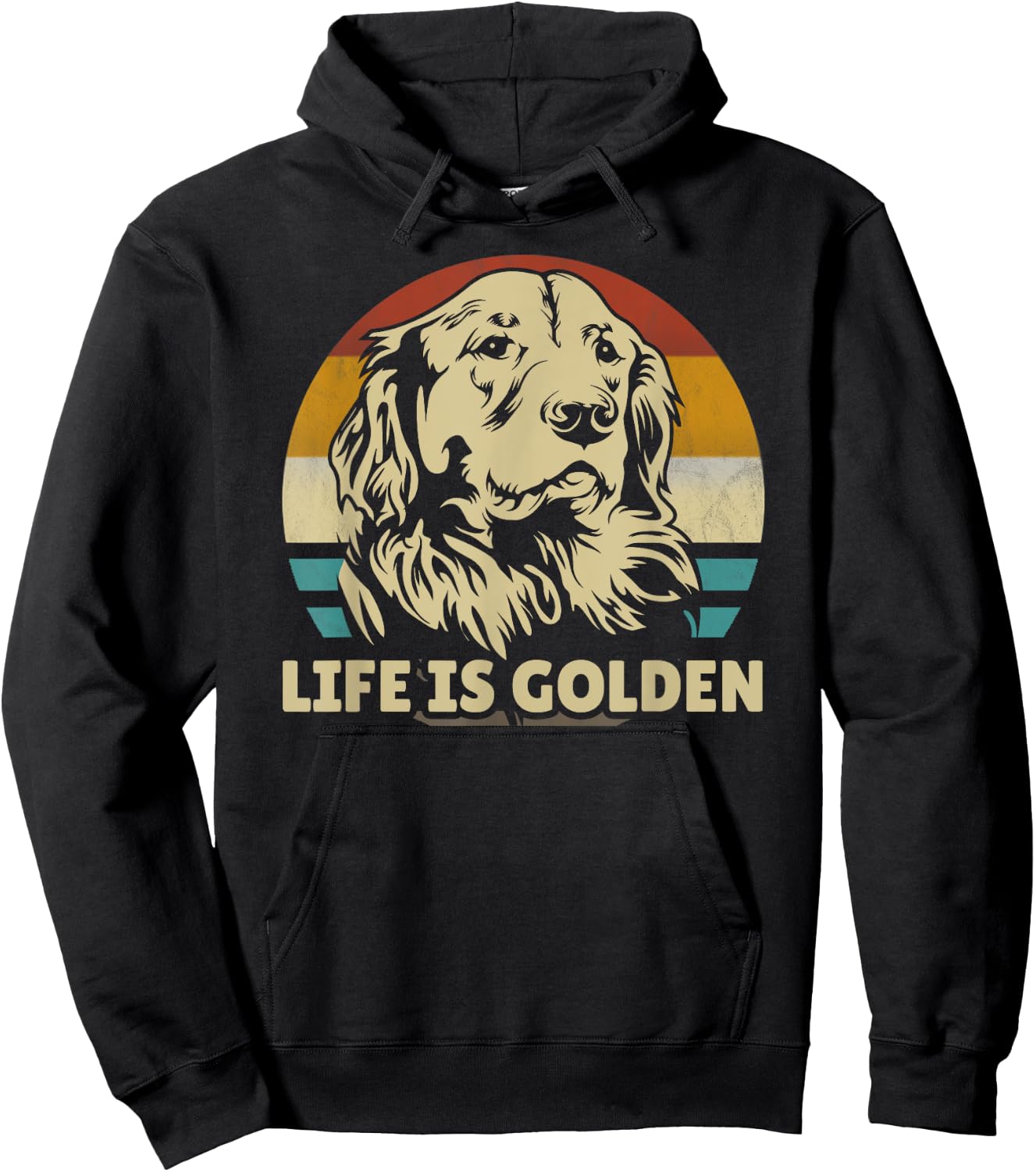 Golden Retriever Hund Life is golden retro vintage Hoodie - Hoodie | Black