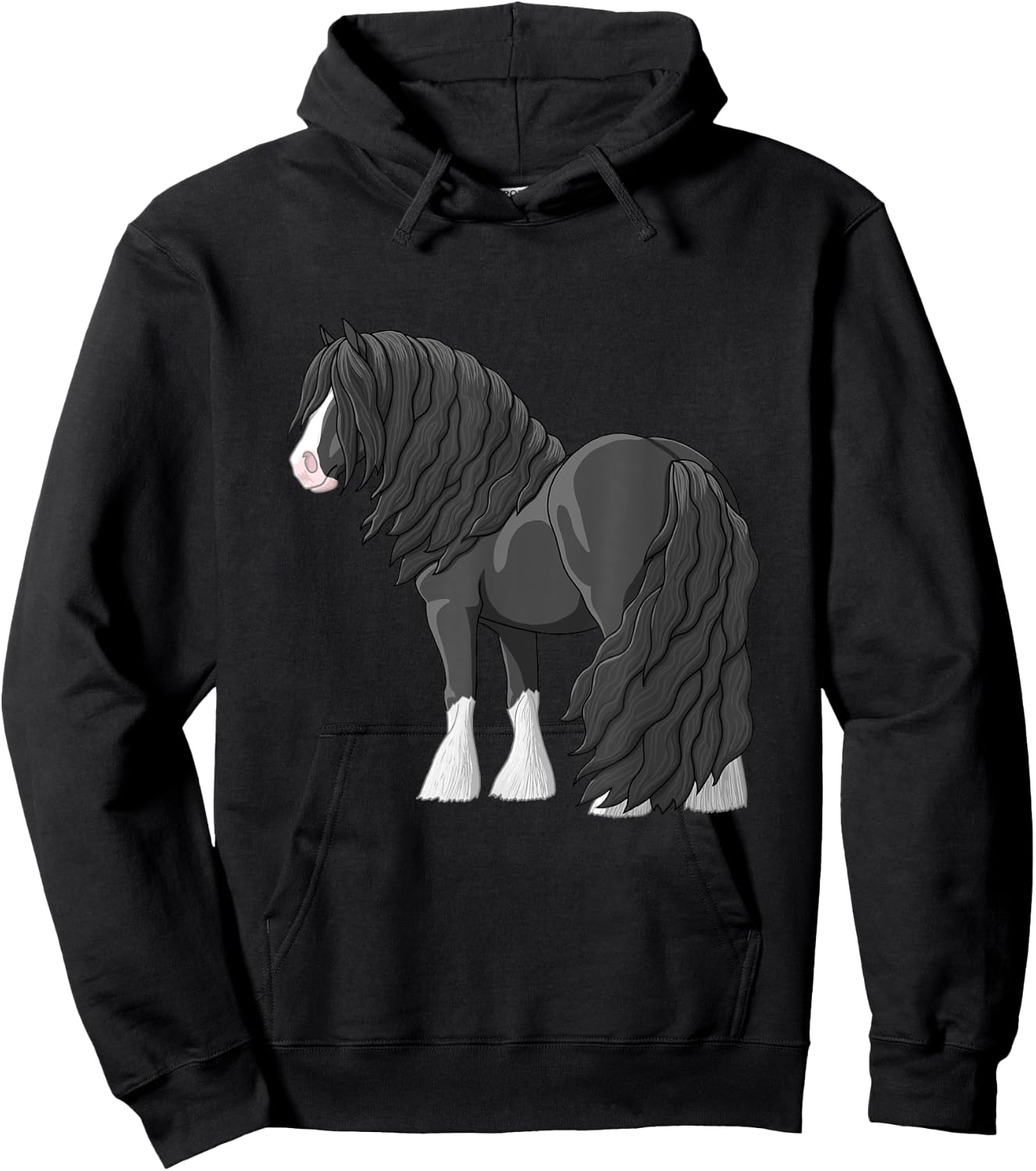 Black & White Gypsy Vanner Gypsy Cob Tinker Draft Horse Hoodie - Hoodie | Black