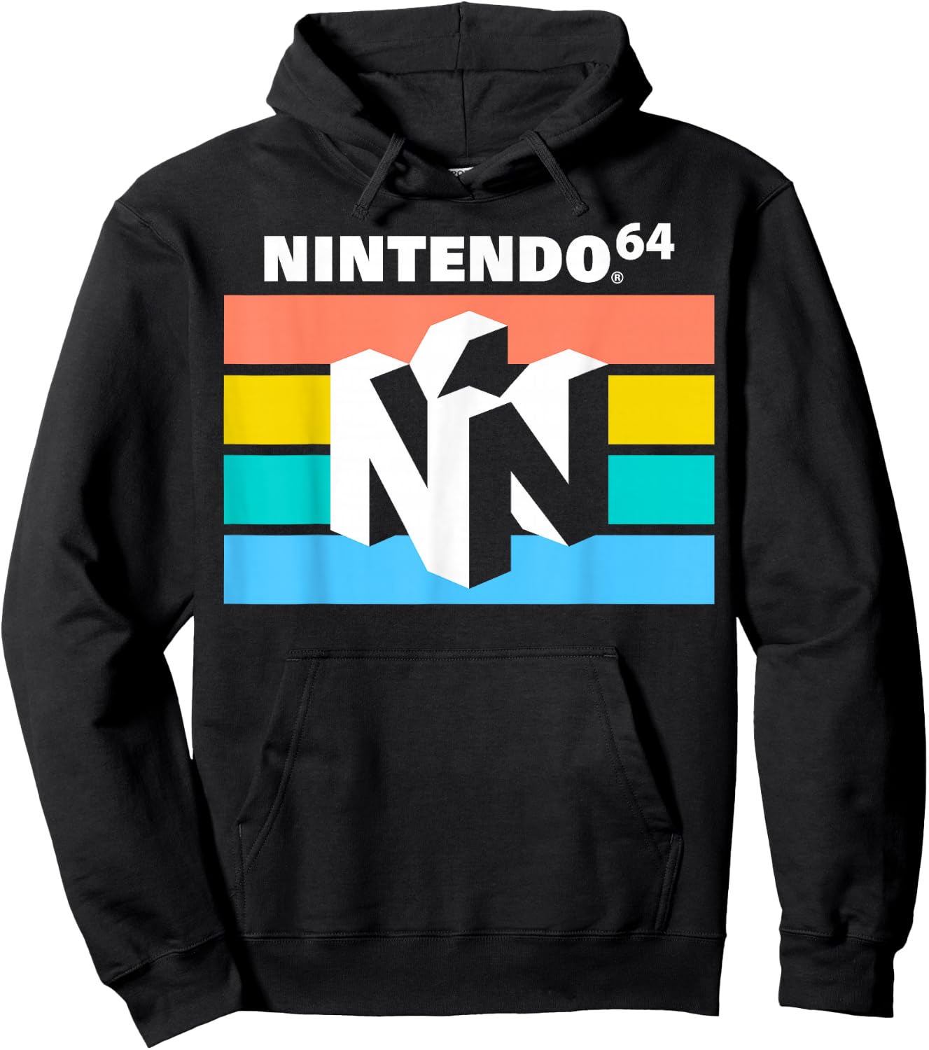 Nintendo Classic 64 Striped Logo Hoodie - Hoodie | Black