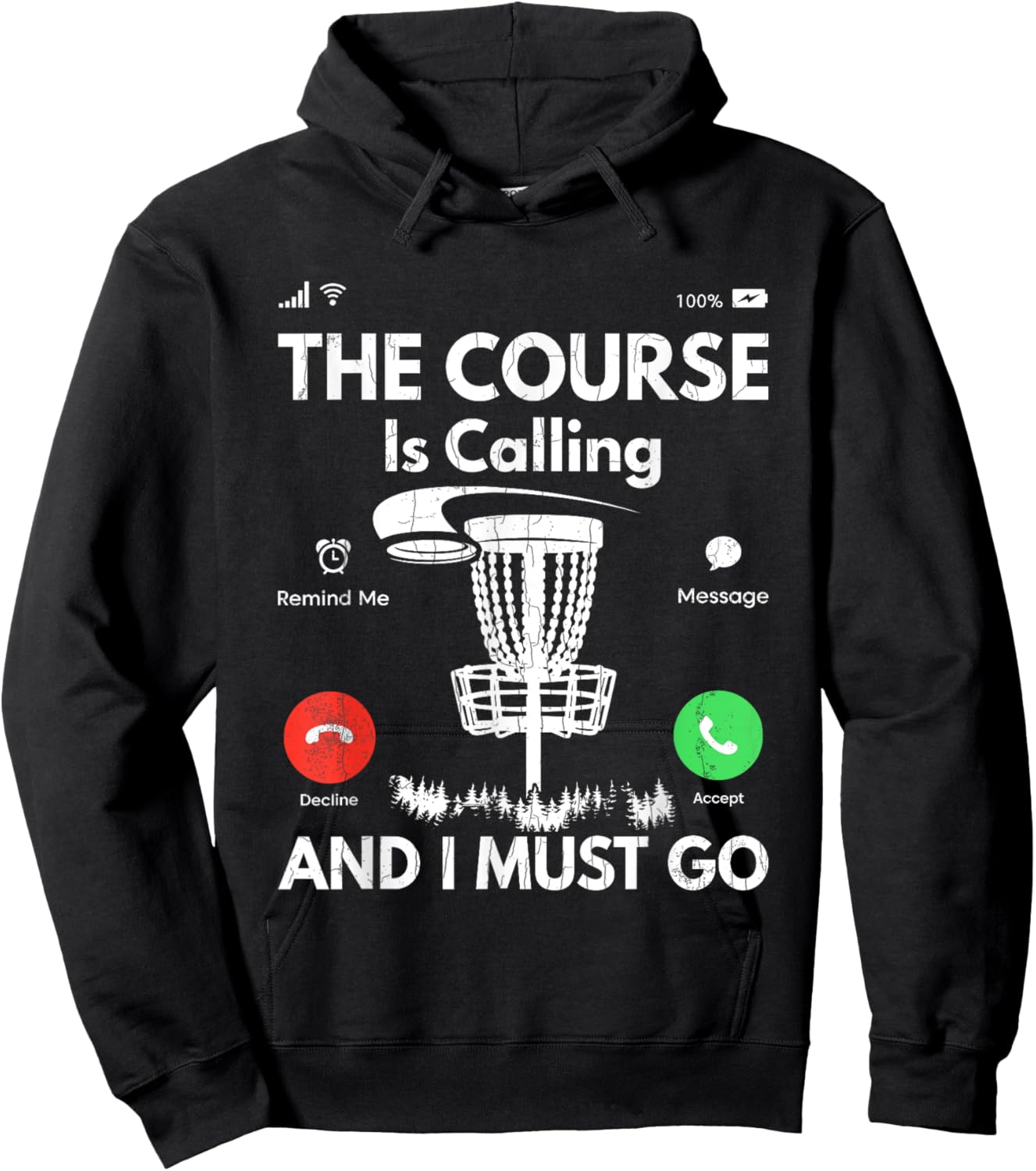 Course Is Calling Funny Disc Golf Player Golfing Graphic Hoodie - Hoodie | Black