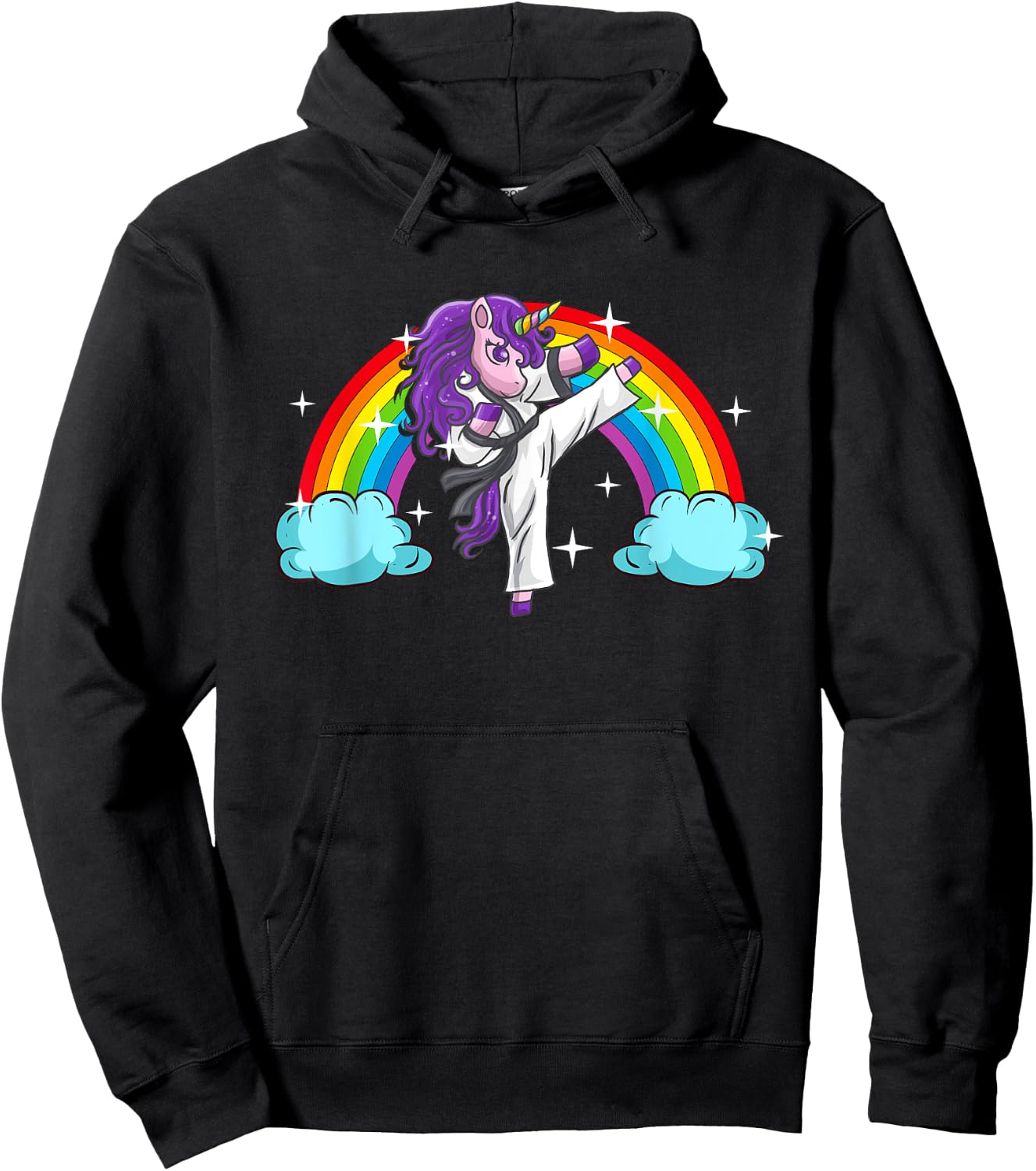 Unicorn Kung Fu Karate Marital Arts Jiu Jutsu Magical Girls Hoodie - Hoodie | Black
