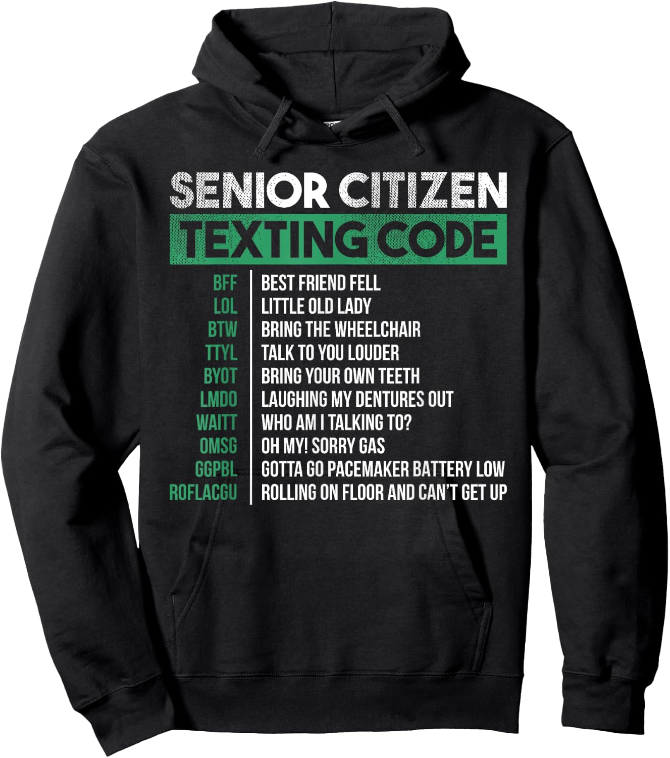 Funny Senior Citizen Texting Code Cool Hoodie - Hoodie | Black