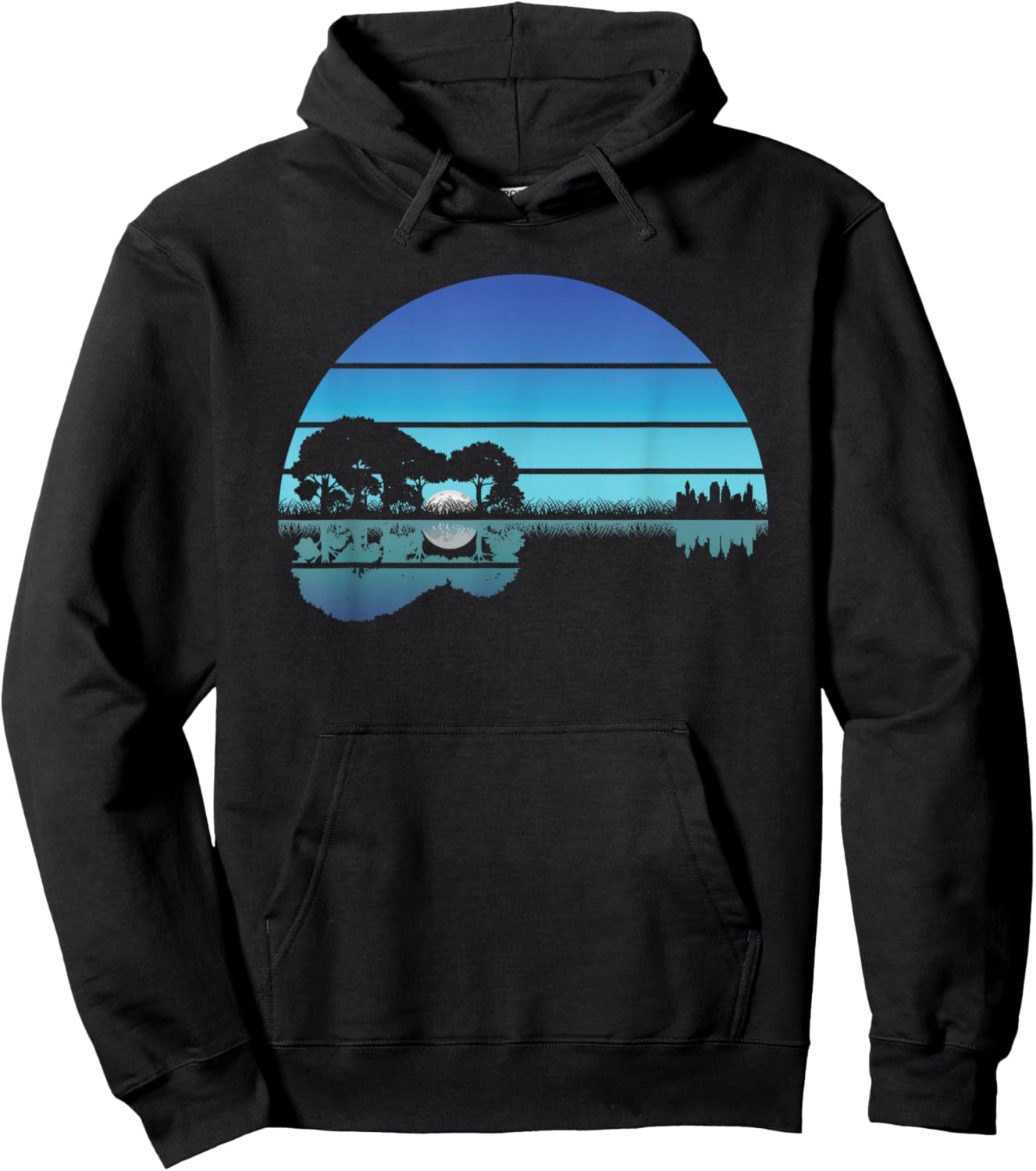Acoustic Guitar Lake Sunset Guitarist Musician Music Rock Hoodie - Hoodie | Black