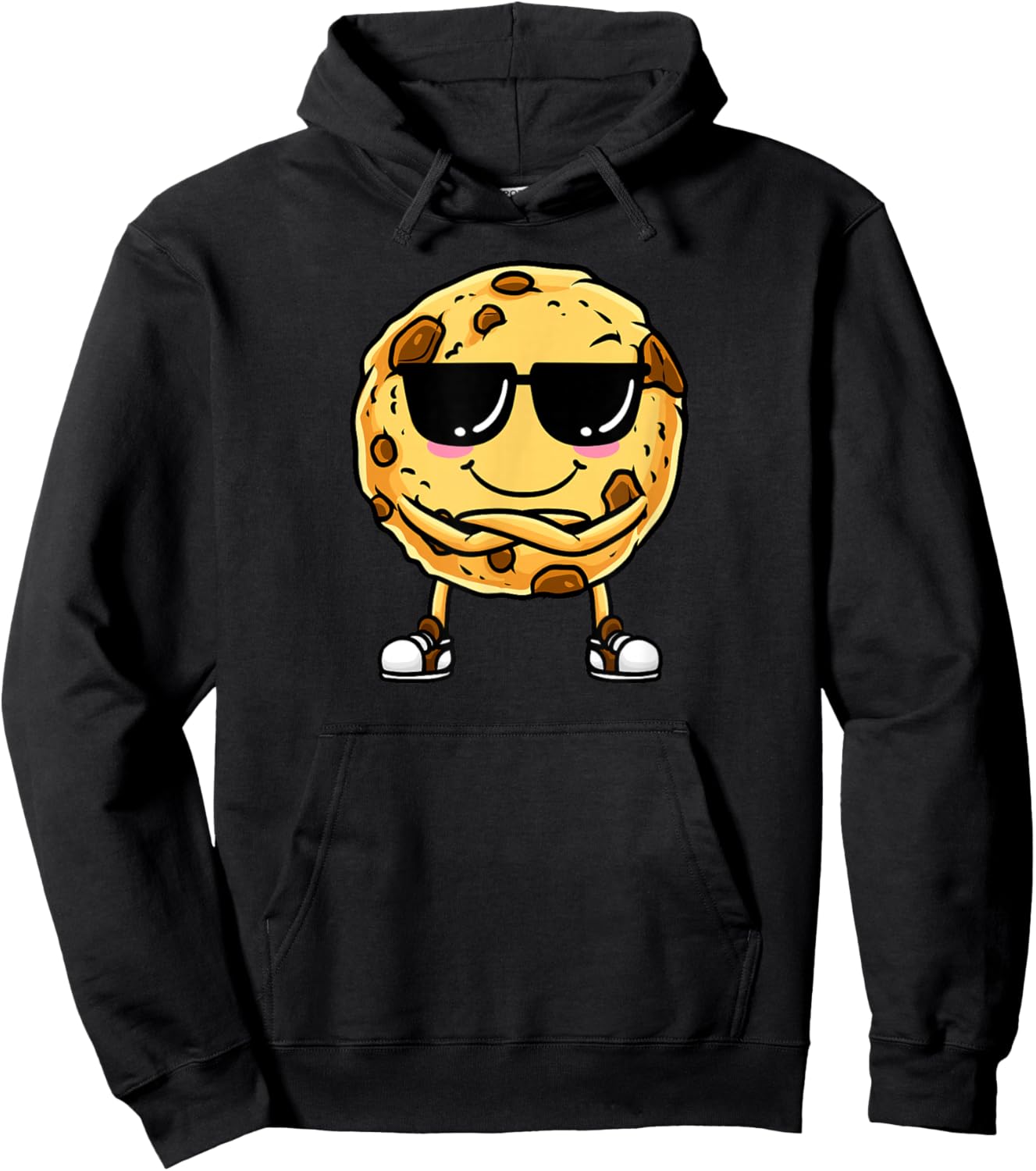 Chocolate Chip Cookie With Sunglasses Design Hoodie - Hoodie | Black