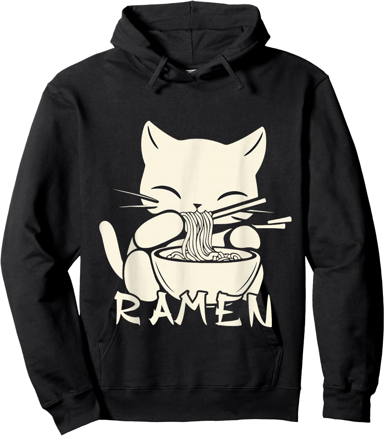 Kawaii Noodles Soup Anime Japanese Ramen Cat Teens Girls Hoodie - Hoodie | Black
