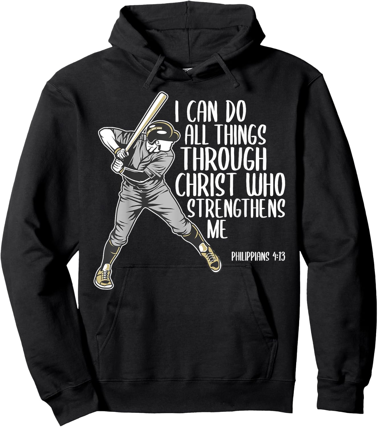 Christian Athlete Baseball Philippians God Bible Christ Gift Hoodie - Hoodie | Black