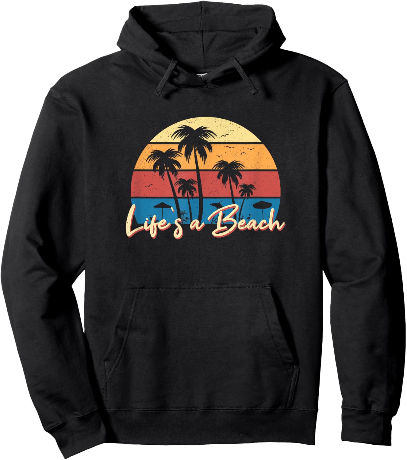 Life's a Beach Funny Retro Palm Tree Vacation Summer Gifts Women Girls Kids Hoodie - Hoodie | Black