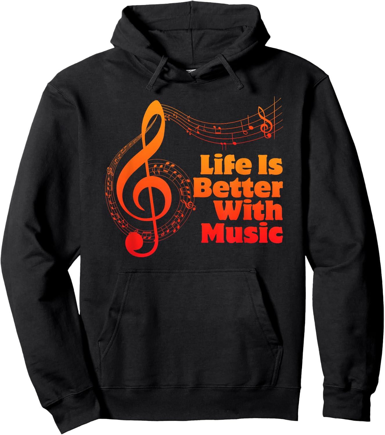 Life is Better with Music Theory Musician Teacher Notes Clef Hoodie - Hoodie | Black