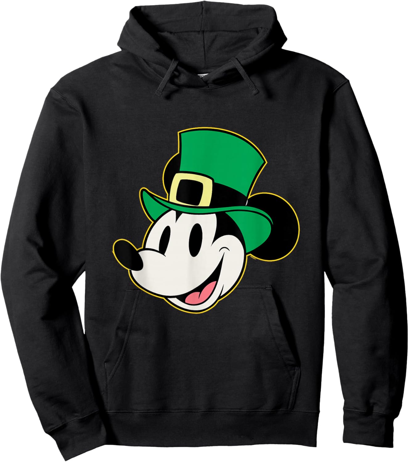 Disney Mickey Mouse St. Patrick's Day Retro Vintage Big Face Hoodie - Hoodie | Black